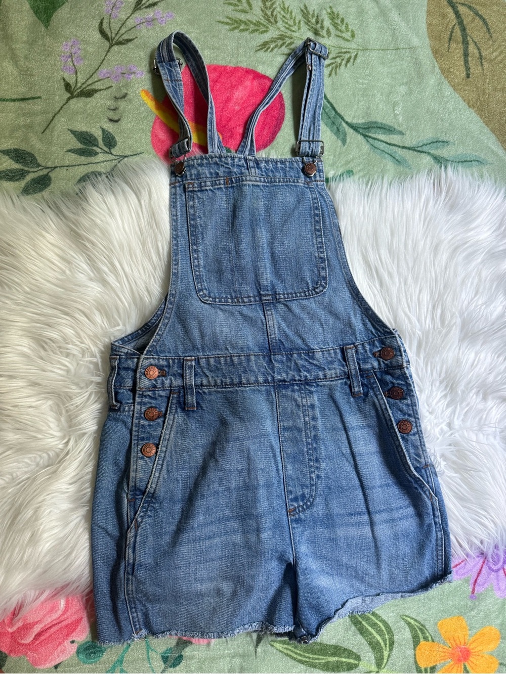 Madewell Light Blue Denim Short Overalls